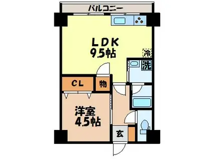 メゾン若草(1LDK/1階)の間取り写真