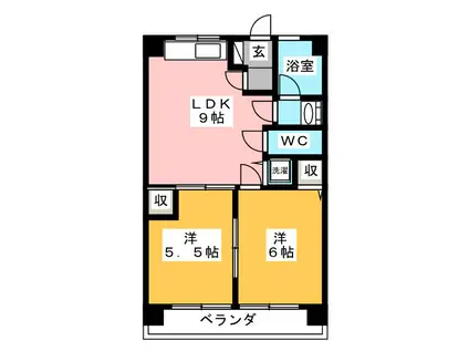 第1岐南ビル(2LDK/1階)の間取り写真