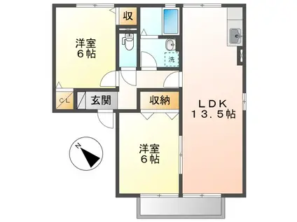 パミドール・ルーチェC棟(2LDK/2階)の間取り写真