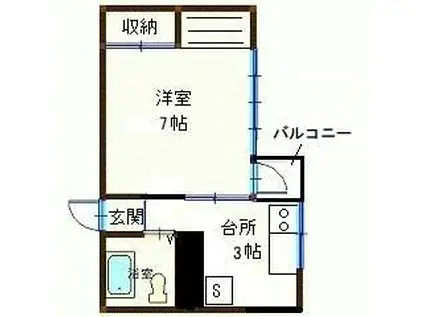 ピュア大町(1K/4階)の間取り写真