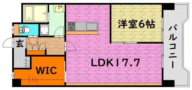 LA宇宙(1LDK/2階)の間取り写真
