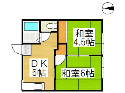 福井コーポラスワタナベ(2K/2階)の間取り写真