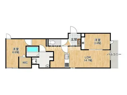カーサルミノサ駒川(2LDK/3階)の間取り写真