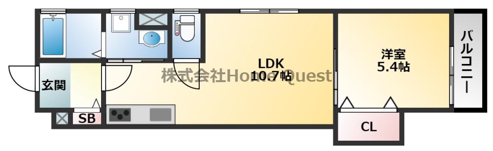 クリエオーレ若草町I(1LDK/2階)の間取り写真