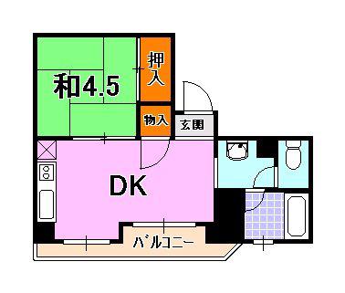 トーアハイツ(1DK/4階)の間取り写真