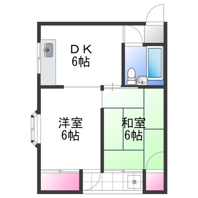 TWIN26(2DK/4階)の間取り写真