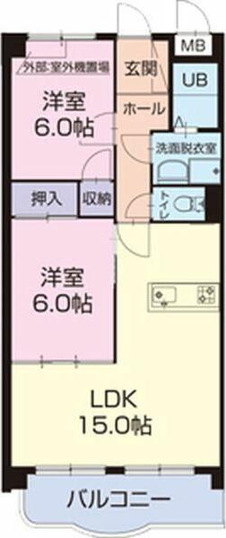 ISO GAIグランドエィワンA(2LDK/2階)の間取り写真