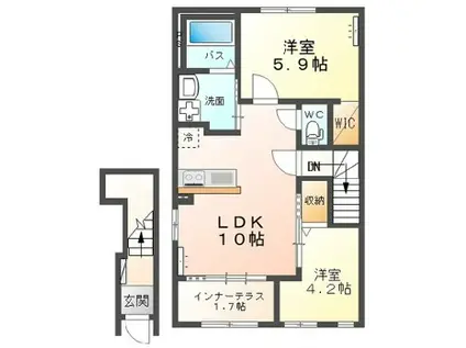 ウッドソレル(2LDK/2階)の間取り写真