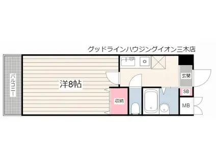 シャルル小野(1K/2階)の間取り写真