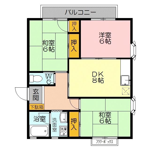 ジョイフル米原(3DK/2階)の間取り写真