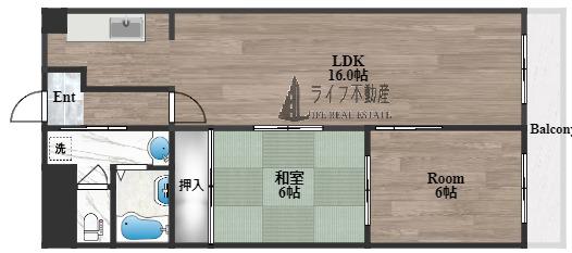 デュエリングナガト(2LDK/7階)の間取り写真