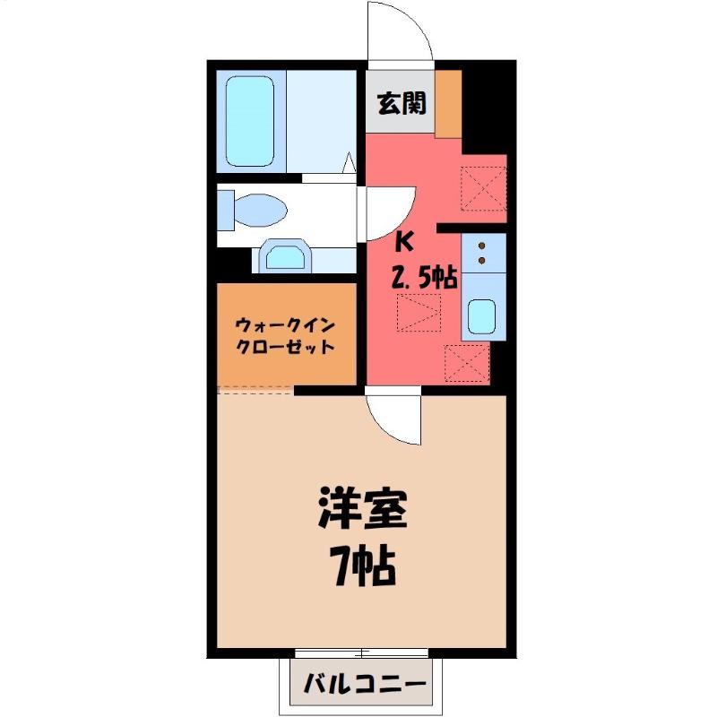 パルハイム2003B(1K/1階)の間取り写真