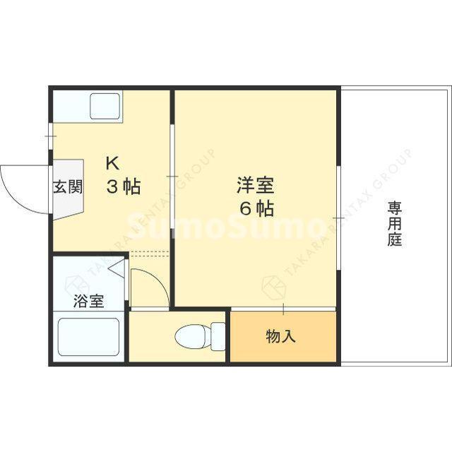 パシフィック塚口(1K/1階)の間取り写真