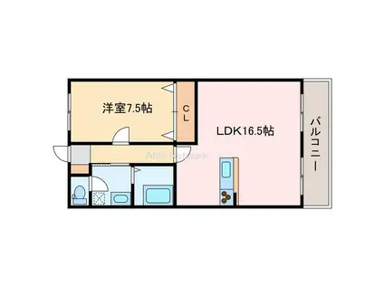 コーナン徳常ビル(1LDK/2階)の間取り写真