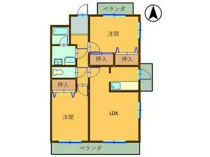 スーペリア松田I(2LDK/3階)の間取り写真