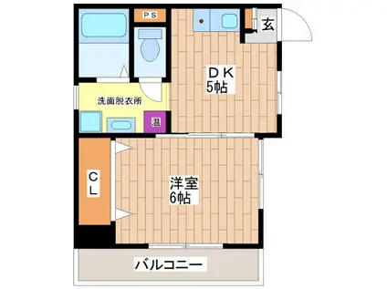 インフィールドII(1DK/6階)の間取り写真