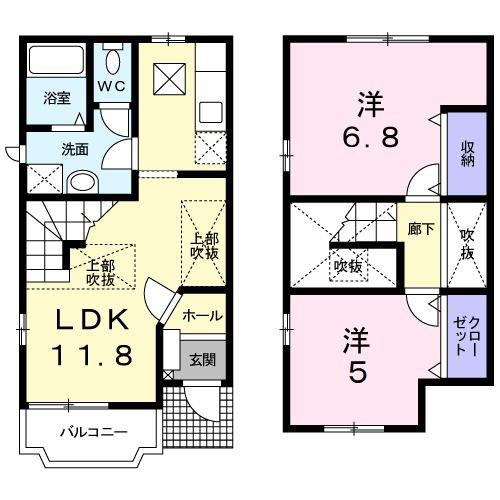 エクセレントタイムIII(2LDK/1階)の間取り写真