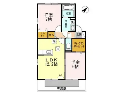 リビングタウン宇多津 A棟(2LDK/2階)の間取り写真