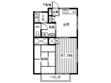 パレス富士(2DK/2階)の間取り写真