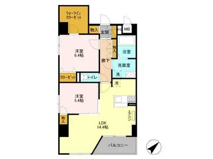 MURRAY HILL(2LDK/7階)の間取り写真