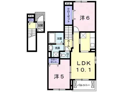ル・リアンI(2LDK/2階)の間取り写真