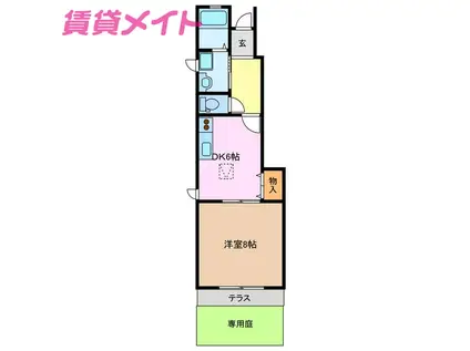 シャルム A(1DK/1階)の間取り写真