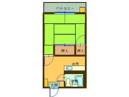 東明ハイツ(1K/3階)の間取り写真