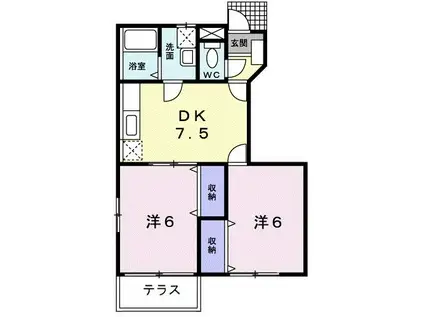 グローブ・レジデンスB(2DK/1階)の間取り写真