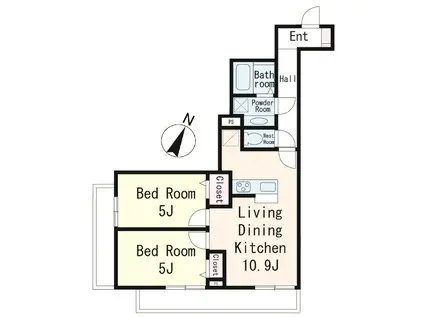 CAMINO DE SAKURA(2LDK/2階)の間取り写真