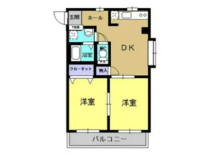 カーサナカハラ(2DK/4階)の間取り写真