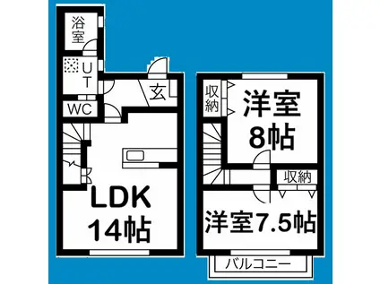 GREENCOURT社が丘(2LDK/1階)の間取り写真