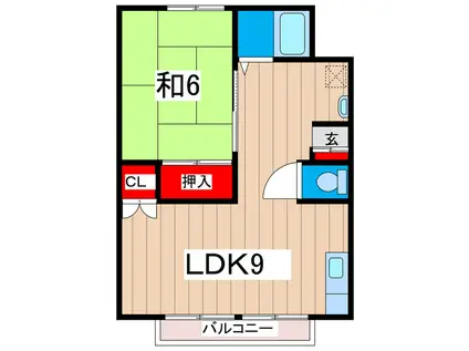 メゾン・ドリームB(1LDK/1階)の間取り写真