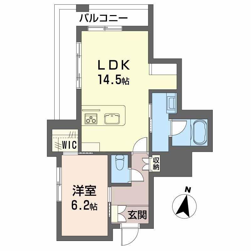 LUANA KAMISUGI(1LDK/3階)の間取り写真