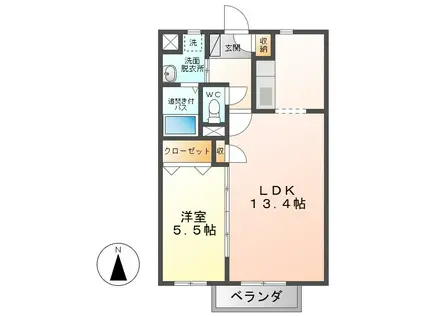 サープラスS・K(1LDK/1階)の間取り写真