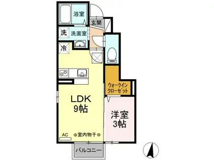 ブランシュールA(1LDK/1階)の間取り写真