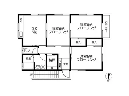 志村テラスハウス(3SDK/2階)の間取り写真