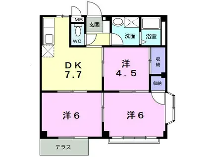 ハイツオリオンB(3DK/1階)の間取り写真