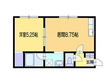 サンリバーII(1LDK/1階)の間取り写真