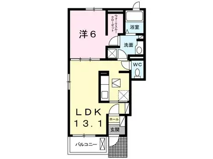 アルカディアVI(1LDK/1階)の間取り写真