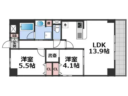 ベルンガーデン勝山北(2LDK/7階)の間取り写真