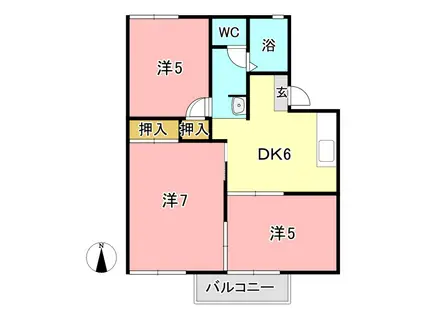 パレスタキザワ A(3DK/2階)の間取り写真