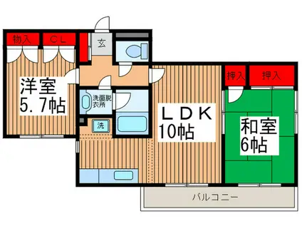 アーク西川口(2LDK/4階)の間取り写真