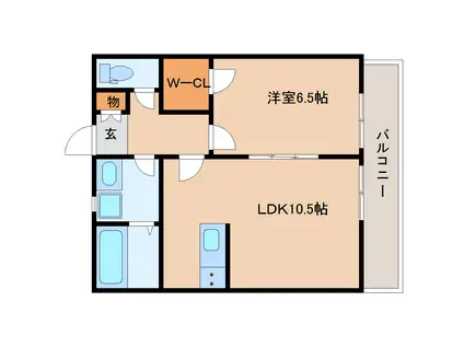 ハッピーホーム2番館(1LDK/3階)の間取り写真