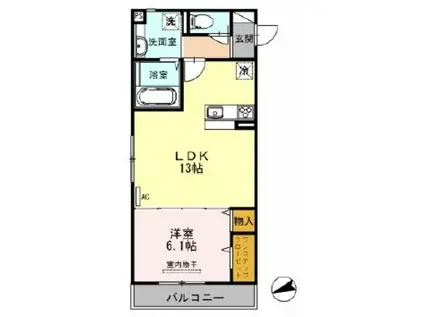 グレイスコートA棟・B棟 A棟(1LDK/2階)の間取り写真