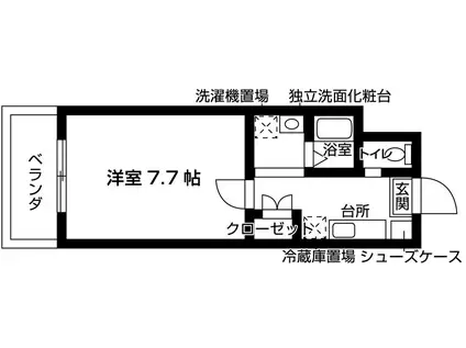 バウスクロス福大通(1K/3階)の間取り写真