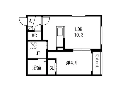 日の出3丁目AP(1LDK/2階)の間取り写真