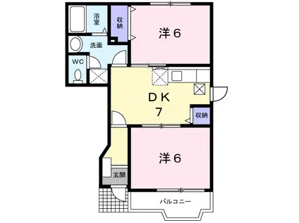 アルカディア1(2DK/1階)の間取り写真