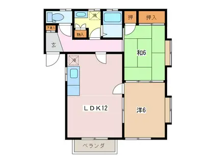穂高ハイツ(2LDK/2階)の間取り写真