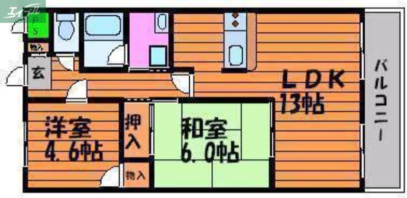エステートピア浜(2LDK/2階)の間取り写真