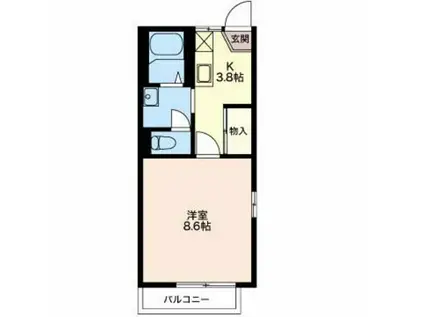 AZUMINO COURT A・B(1K/2階)の間取り写真